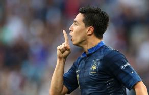 Nasri celebra un gol contra Inglaterra en la Eurocopa 2012